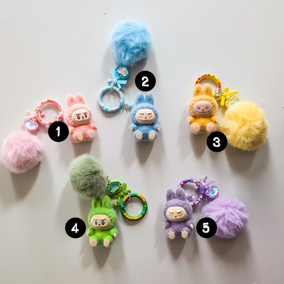 Mini Labubu Keychain Bag Charm "Have a Seat" Series - Various Colors Available - Picture 2 of 7